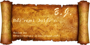 Bényei Jolán névjegykártya